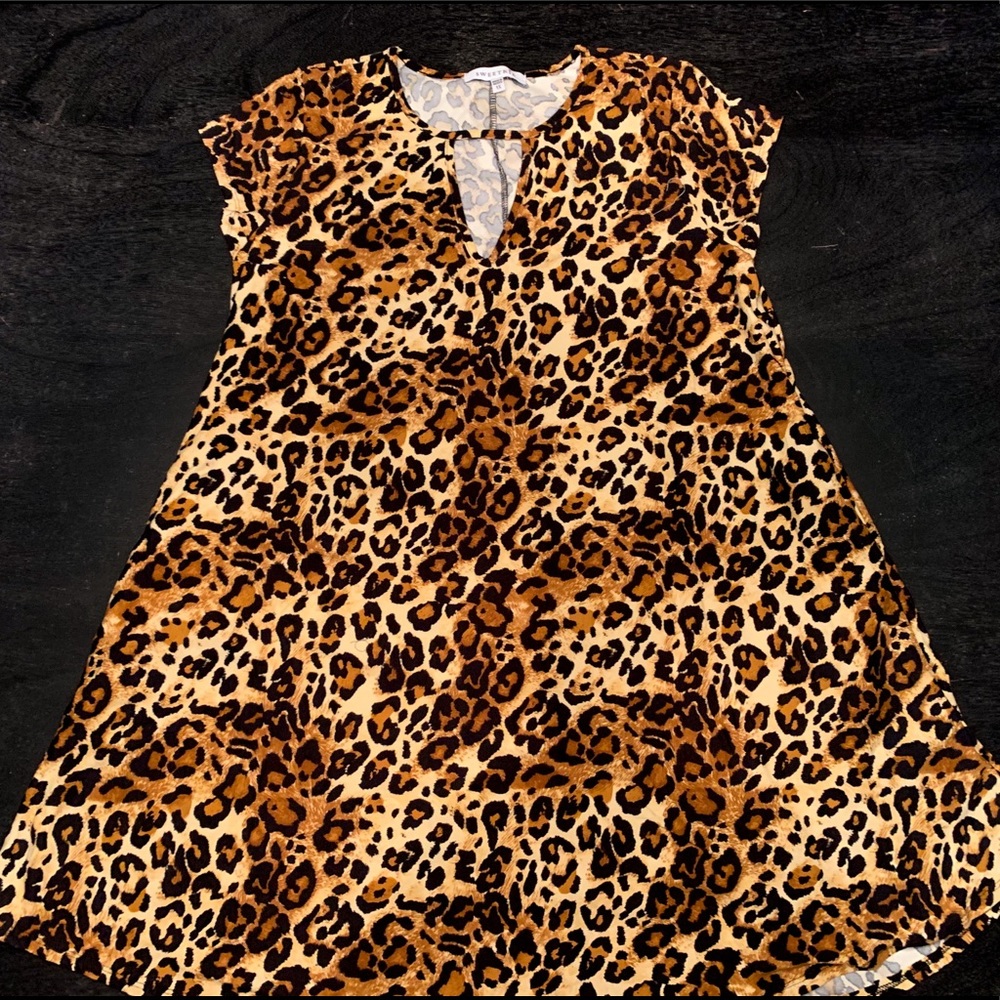 Plus Size Leopard Print Swing Dress